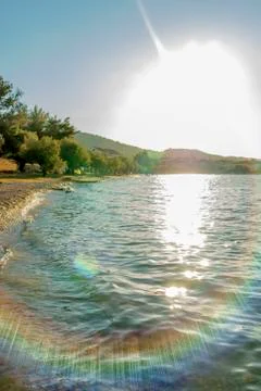 Evening beach panorama Stock Photos