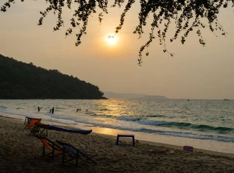 Evening on the beach Stock Photos