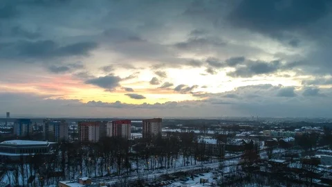 Evening in the beautiful city at the sunset. Stock Footage 100690757