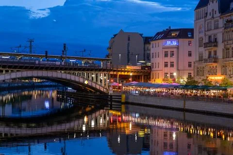 EVening In Berlin At River Spree Stock Photos