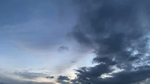 Evening blue sky and storm clouds at evening, Timelapse Stock Footage 220187236