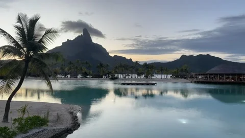 Evening on the Bora Bora island Stock Footage 300048714