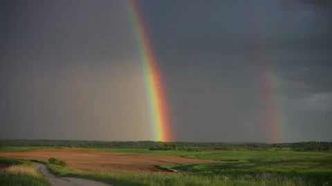 Evening bright rainbow time lapse Stock Footage 131945315