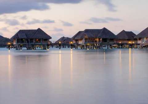 Evening bungalows 스톡 사진
