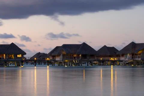Evening bungalows Foto stock