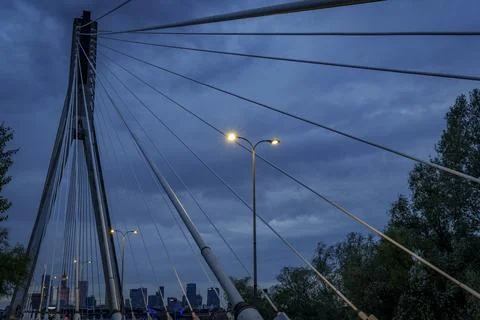 Evening Cable-Stayed Bridge Stock Photos