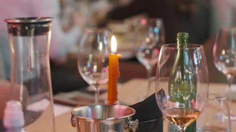 Evening cafe bar with a pleasant warm atmosphere and served tables Stock-Footage 260317089