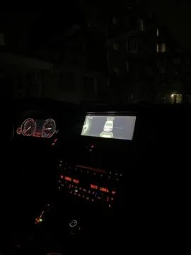 An evening in the car, the interior on fire Stock Photos