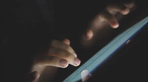 Evening chat on iPad, typing text Stock Footage 57331886