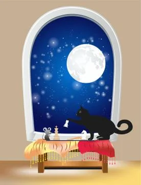 Evening chess game Stock Illustration