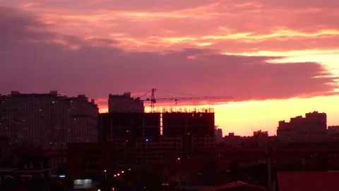 Evening in the city center under construction Video stock 170752888