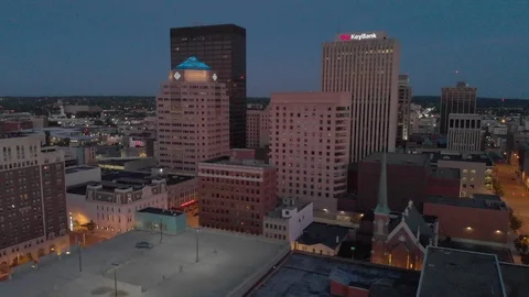 Evening city establishing aerial shot Stock Video Pond5 - Main Image