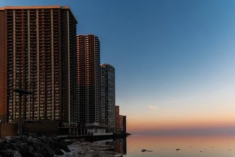 Evening city landscape. Stock Photos