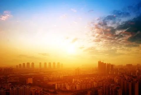 The evening of the city Stock Photos