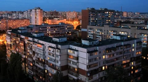 Evening city. Timelapse 1080p Stock Footage