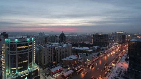 Evening city view on the sunset background 库存影片 75685801