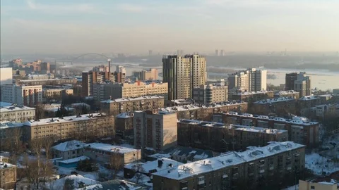 Evening city view on the sunset background 库存影片 75686773