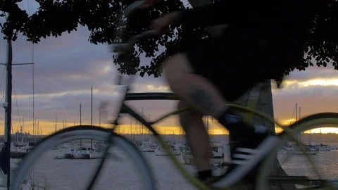 Evening in the city by the water Stock Footage 119839062