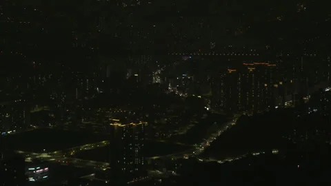 Evening cityscape viewed from above Stock Footage 337148206