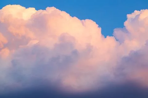 Evening cloud scape orange sun light and blue sky dusk condition nature bac.. Stock Photos