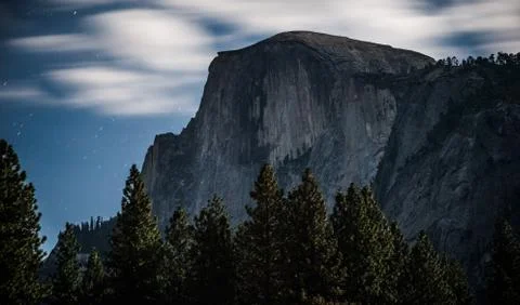 Evening Clouds on Half Dome, Yosemite National Park, California Stock Photos