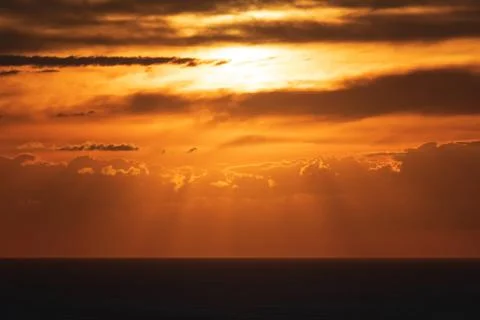 Evening clouds over horizon Stock Photos