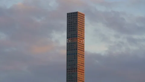 Evening Clouds Pass Modern Apartment Building - Manhattan - New York City Stock Footage 108689530