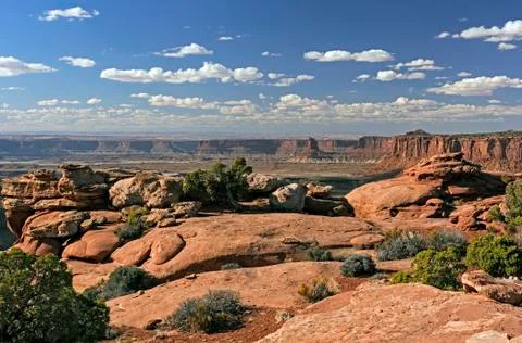 Evening Clouds at a Red Rocks Viewpoint Stockfoto's