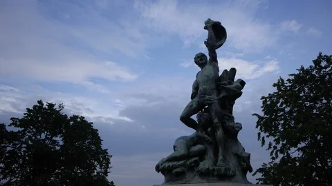 Evening clouds timelapse over  sculpture in Finland Stock Footage 95491499