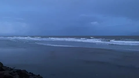Evening cloudy sky and Sea Beach with sea waves Stock Footage 295234252