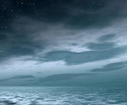 Evening cloudy sky with stars Stock Illustration