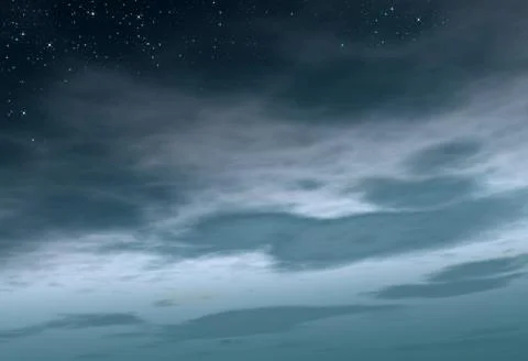Evening cloudy sky with stars Stock Illustration