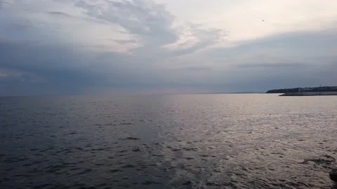 Evening. Cloudy. Sunset at sea. Beautiful seascape. Skyline. Stock Footage 134544127