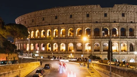 Evening coliseum. Rome at night. Time lapse. Colosseum. Italy. Stock-Footage 103701107