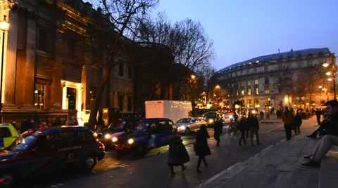 Evening commute on Charring Cross Road, London Stock Footage 10892169