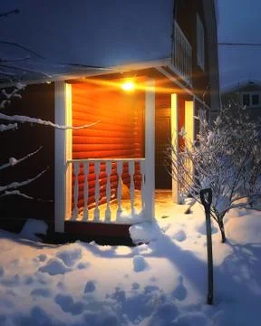 In the evening at the cottage. Stock Photos