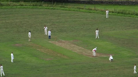 EVENING CRICKET MATCH CASTLETON ENGLAND Stock Footage 83566919