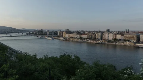 Evening, the Danube river, Budapest Stock Footage 124171199
