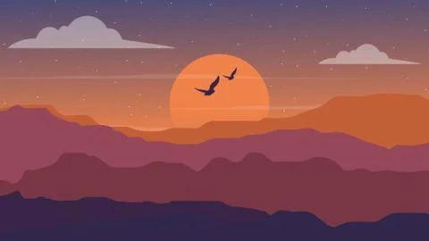 Evening in Dark Background Stock Illustration