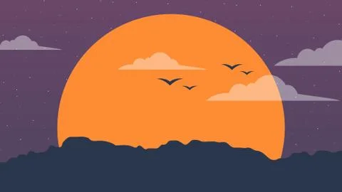 Evening dark background landscape Stock Illustration