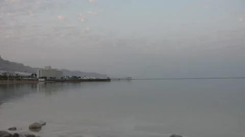 Evening dead sea coast Stock Footage 163078429