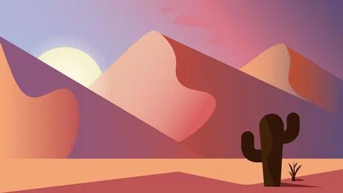 Evening in the desert Stock Illustration