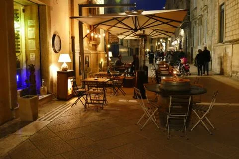 Evening diners at outdoor tables, Stock Photos