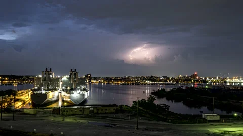 Evening Distant Lightning Timelapse Video stock 155447863