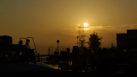 Evening in the docks of Venetian lagoon Stock Footage 295910771
