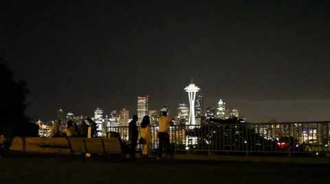 Evening dolly - space needle and skyline from kerry point Stock Footage 37419623