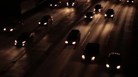 Evening Downtown Freeway Traffic Close Up Video stock 51303898