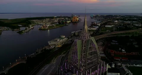 Evening in downtown Mobile Stock Footage 146636104