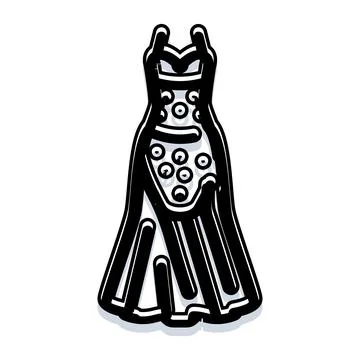 Evening dress with polka dot pattern illustration design イラスト素材