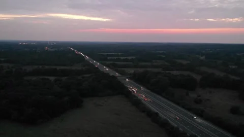 Evening Drive Animation – Sunset Highway Scene Video stock 307894351
